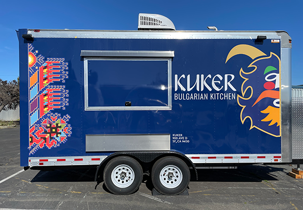 Completed food truck with kuker visual identity.